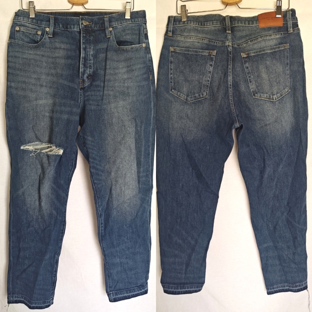 Lucky Brand Jeans High Rise Drew‎ Mom Taper Distressed 14 32A Ankle Cotton Blend